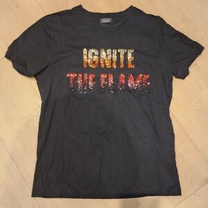 Zara Black Short Sleeve Tee Fiery Text Design